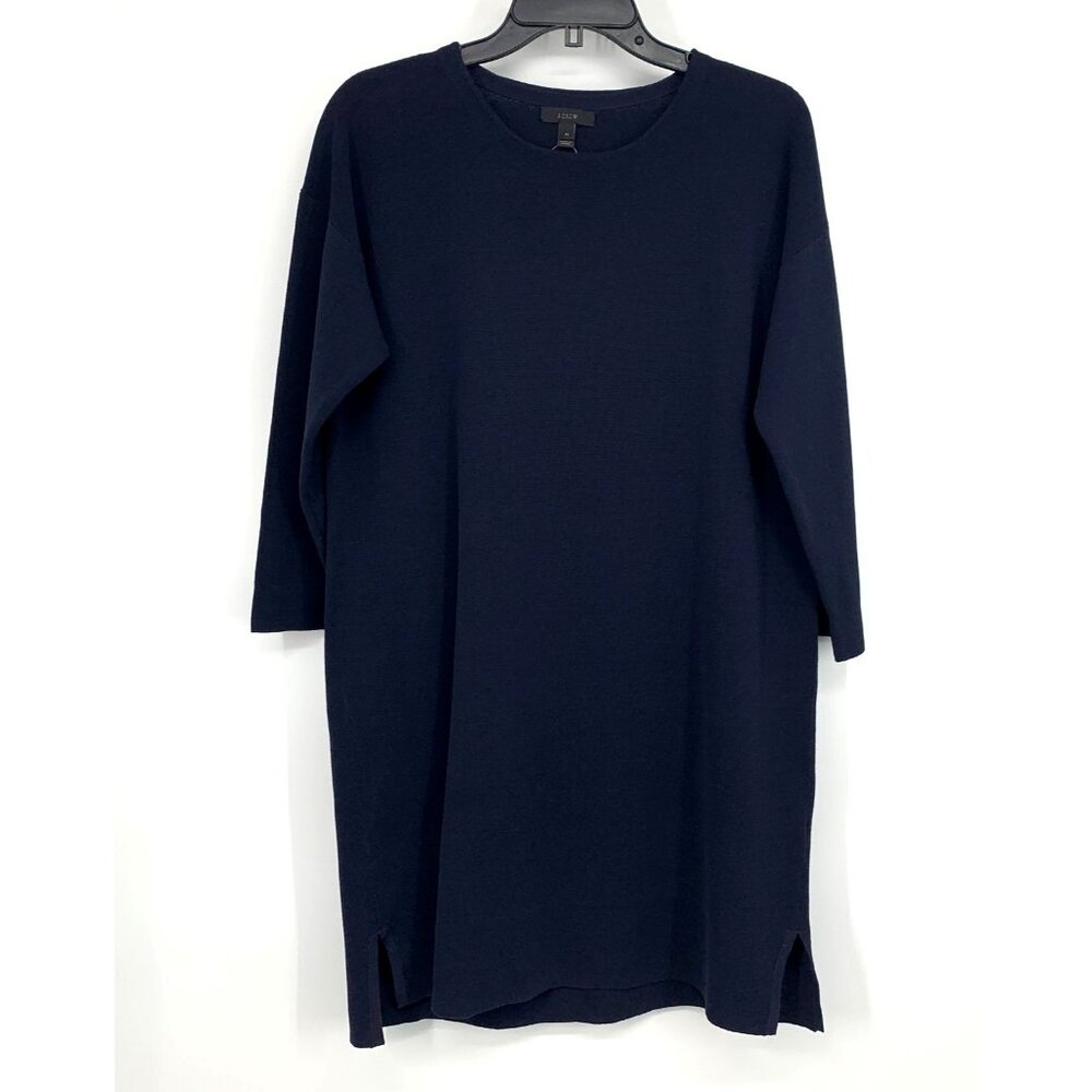 J.Crew Dress Navy Blue 3/4 Sleeve Cotton Blend H6940 $118